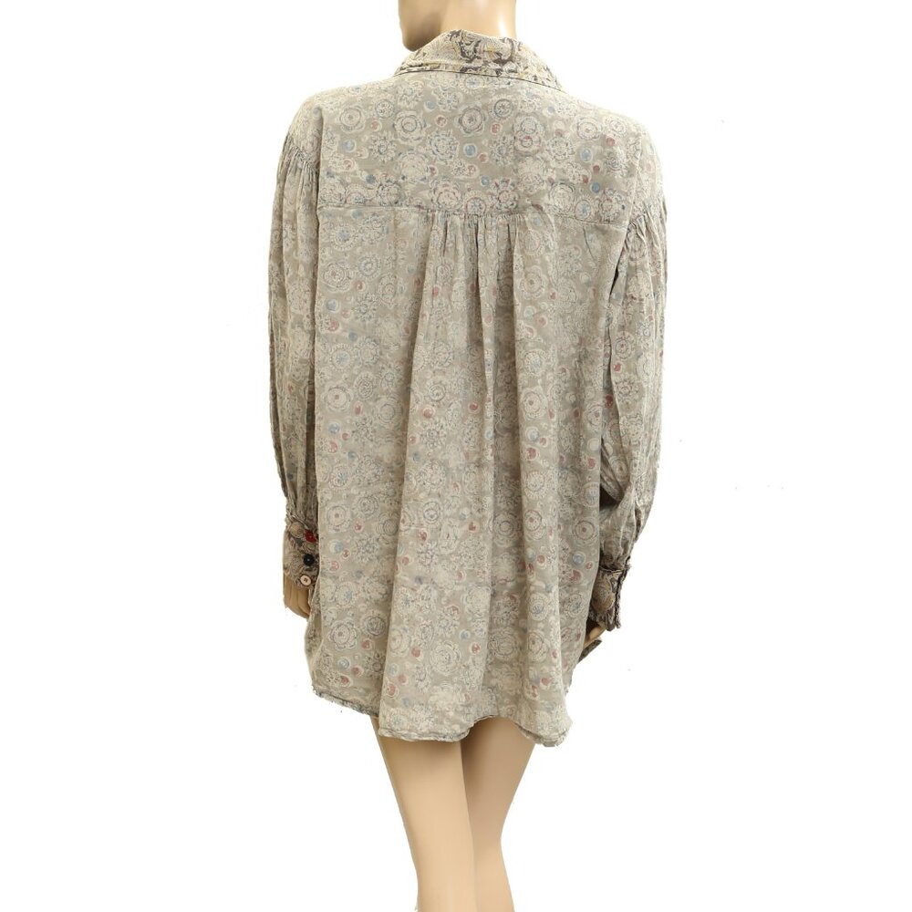 Magnolia Pearl Love Tora Shirt Mini Dress Floral Print Cotton Vintage O|S 278542 - Picture 4 of 9